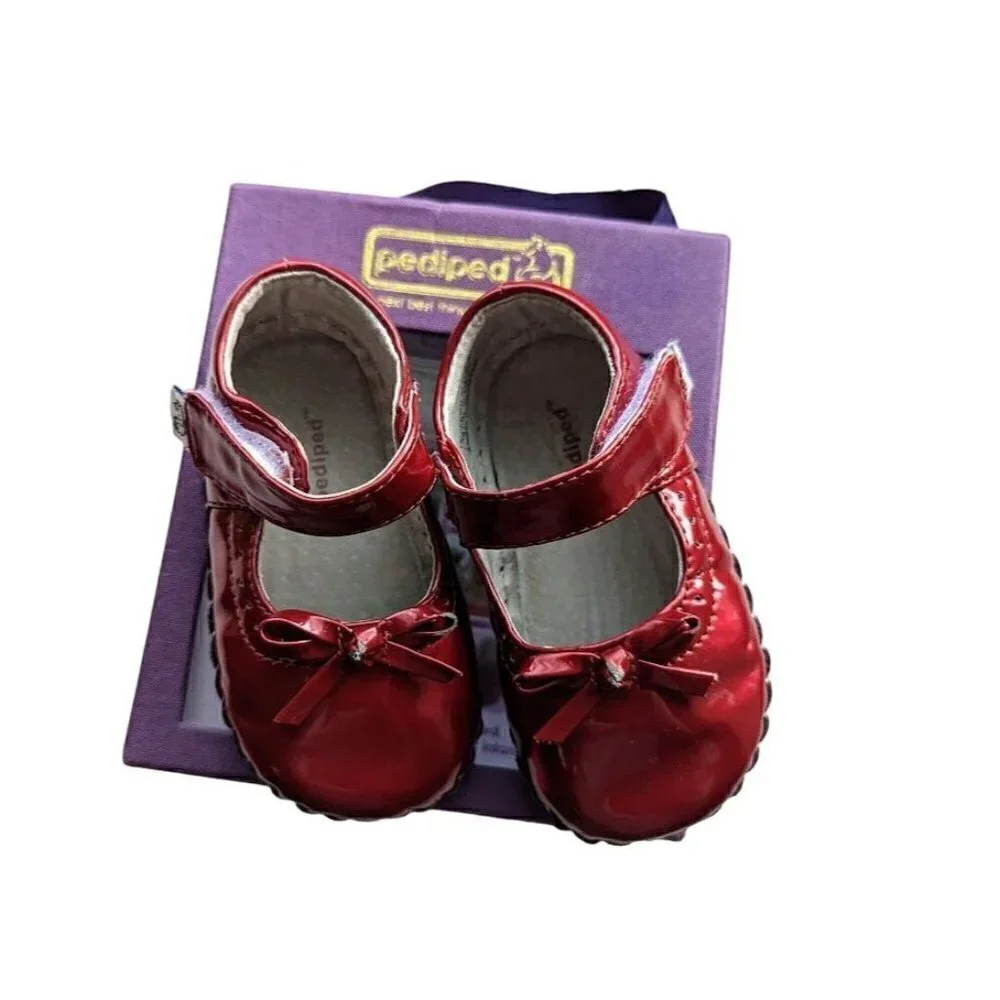 Pediped Toddler Girl Patent Leather Red Dress Shoes 6-12M